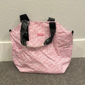 pink and white insulated scout bag